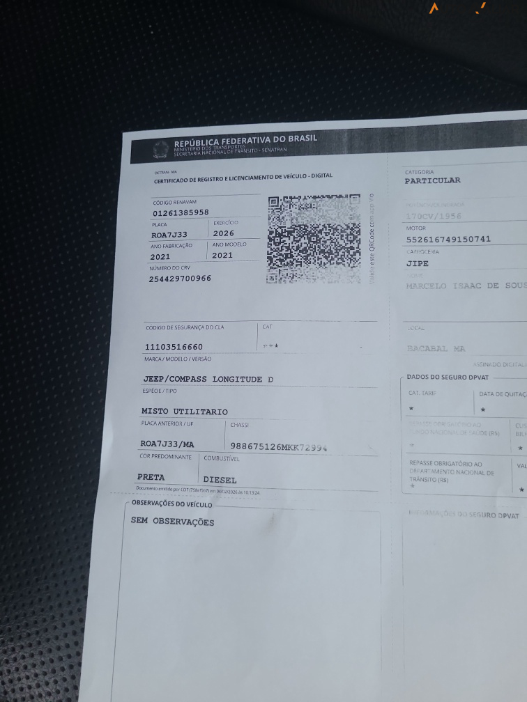 JEEP COMPASS 2.0 16V DIESEL LONGITUDE 4X4 AUTOMATICO