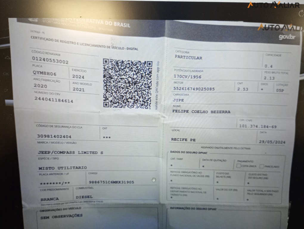 JEEP COMPASS 2.0 16V DIESEL S 4X4 AUTOMATICO