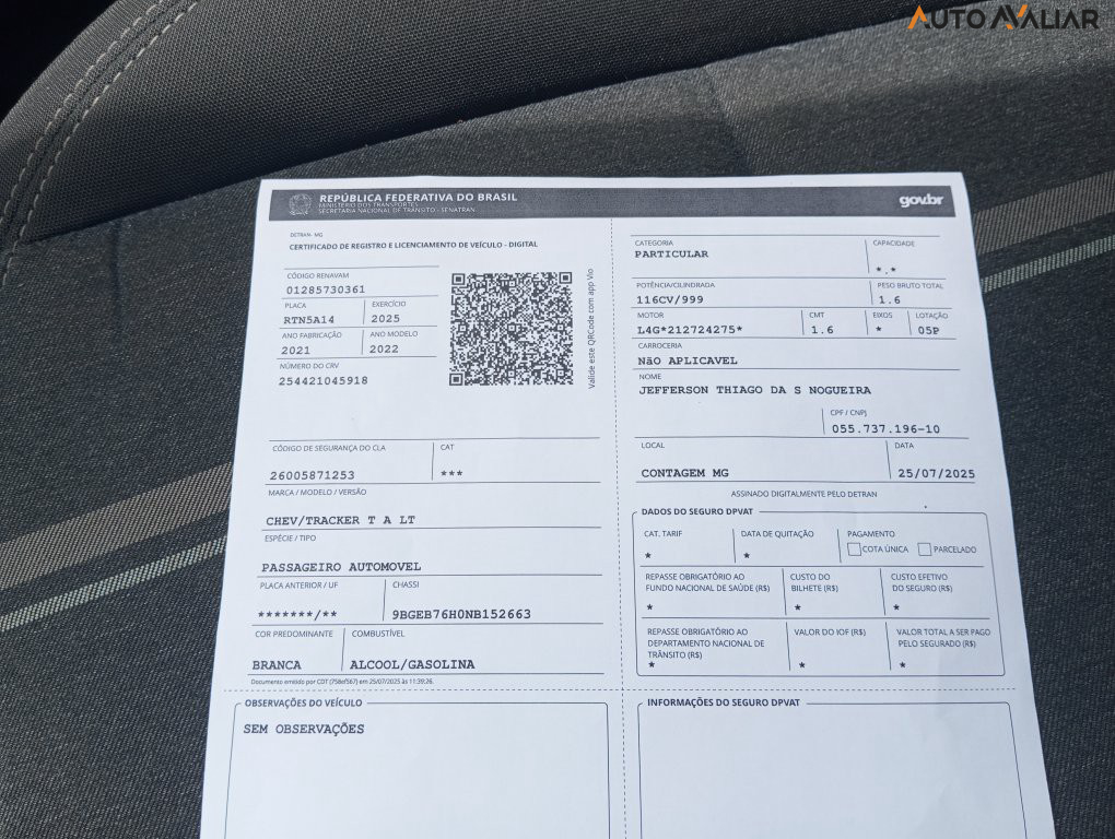 CHEVROLET TRACKER 1.0 TURBO FLEX LT AUTOMATICO