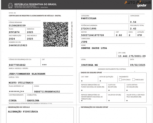 JEEP COMMANDER 2.0 HURRICANE 4 TURBO GASOLINA BLACKHAWK AT9