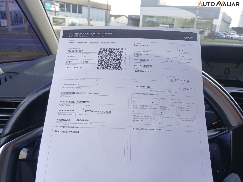 CITROEN C4 PICASSO 1.6 SEDUCTION 16V TURBO GASOLINA 4P AUTOMATICO