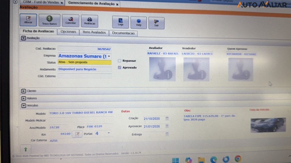 FIAT TORO 2.0 16V TURBO DIESEL RANCH 4WD AT9