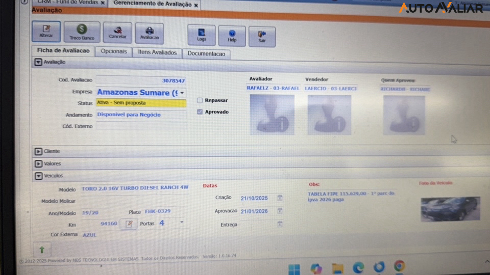 FIAT TORO 2.0 16V TURBO DIESEL RANCH 4WD AT9