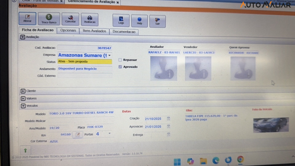 FIAT TORO 2.0 16V TURBO DIESEL RANCH 4WD AT9