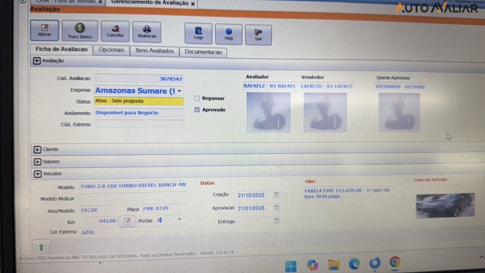 FIAT TORO 2.0 16V TURBO DIESEL RANCH 4WD AT9