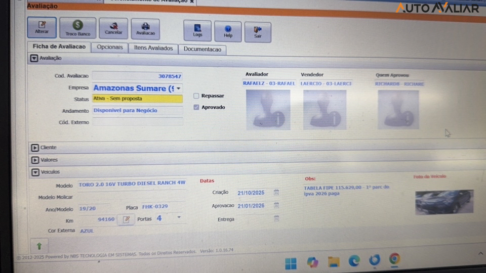 FIAT TORO 2.0 16V TURBO DIESEL RANCH 4WD AT9