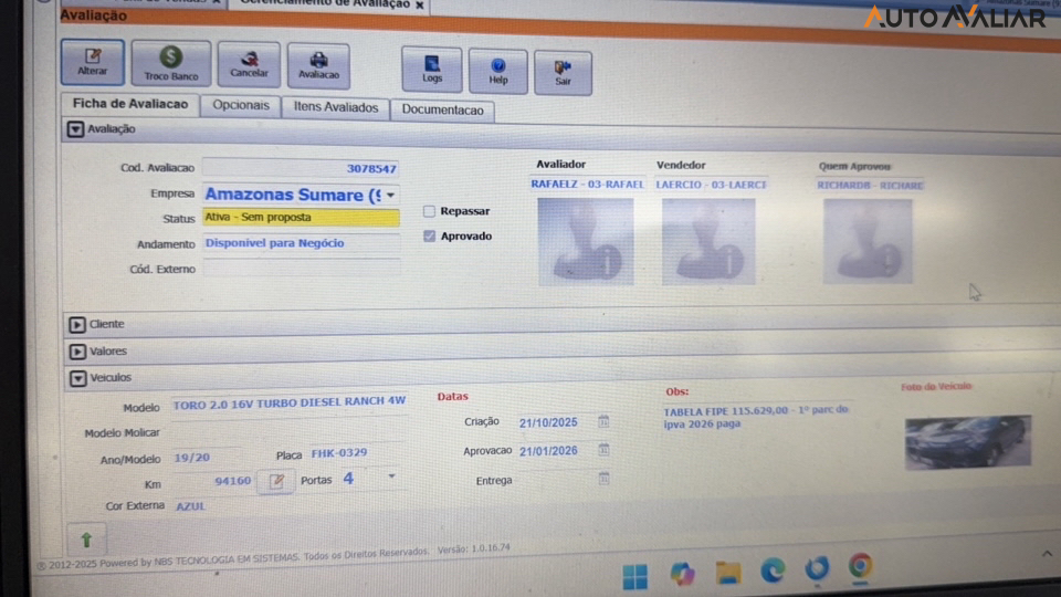 FIAT TORO 2.0 16V TURBO DIESEL RANCH 4WD AT9