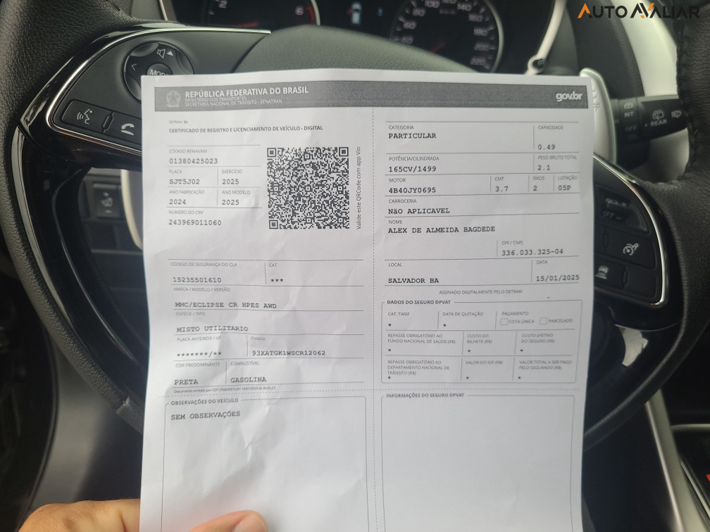 MITSUBISHI ECLIPSE CROSS 1.5 MIVEC TURBO GASOLINA HPE-S S-AWC CVT