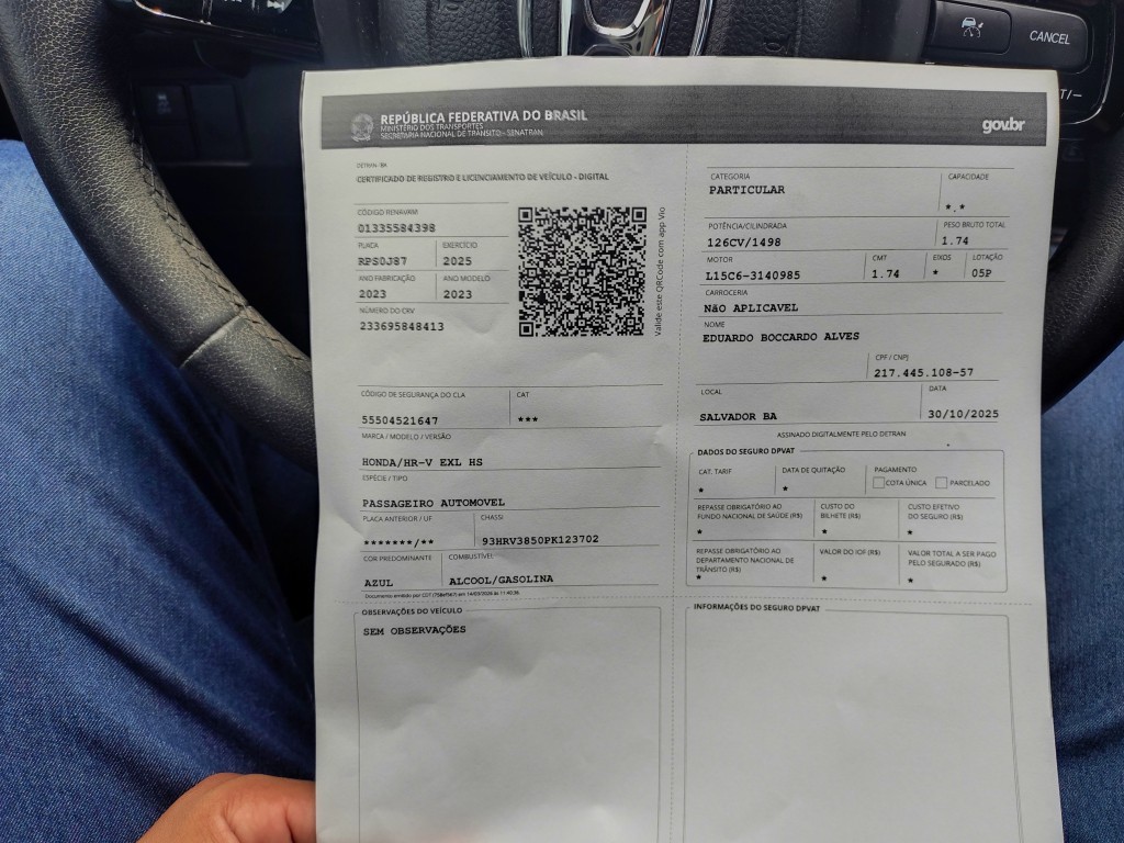 HONDA HR-V EXL 1.5 Sensing 16V 5p Aut.