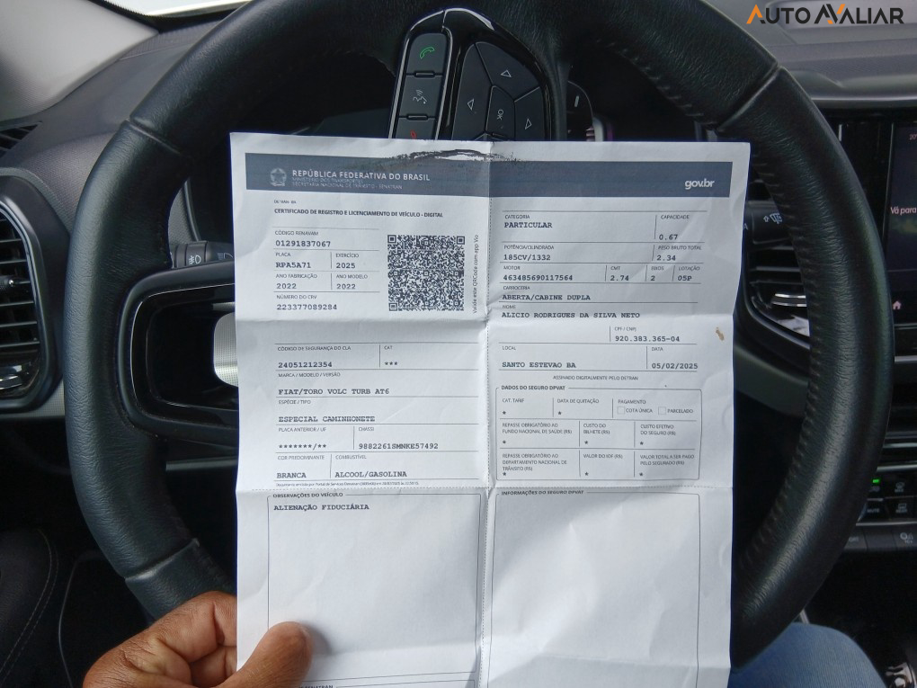 FIAT TORO 1.3 TURBO 270 FLEX VOLCANO AT6