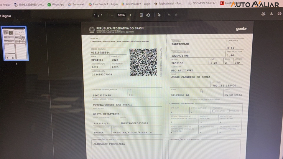 TOYOTA COROLLA CROSS 1.8 VVT-I HYBRID FLEX XRX CVT