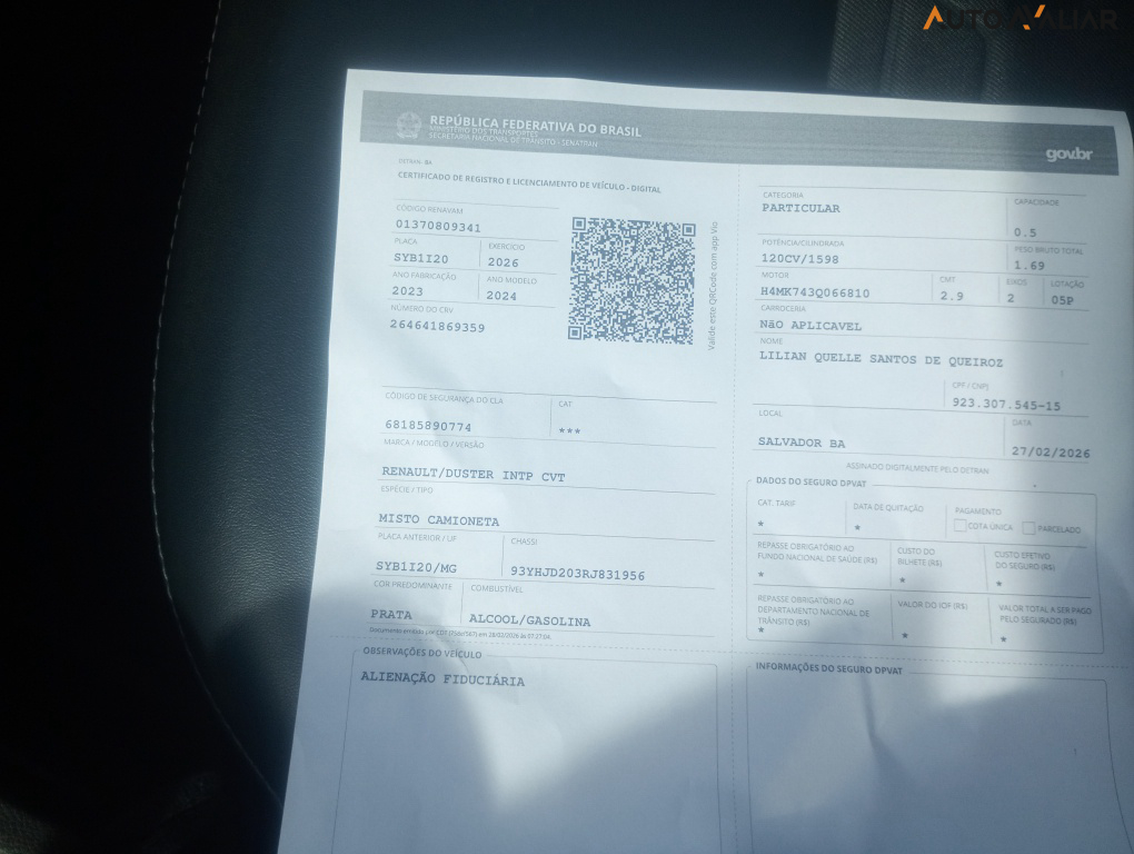 RENAULT DUSTER 1.6 16V SCE FLEX INTENSE PLUS X-TRONIC