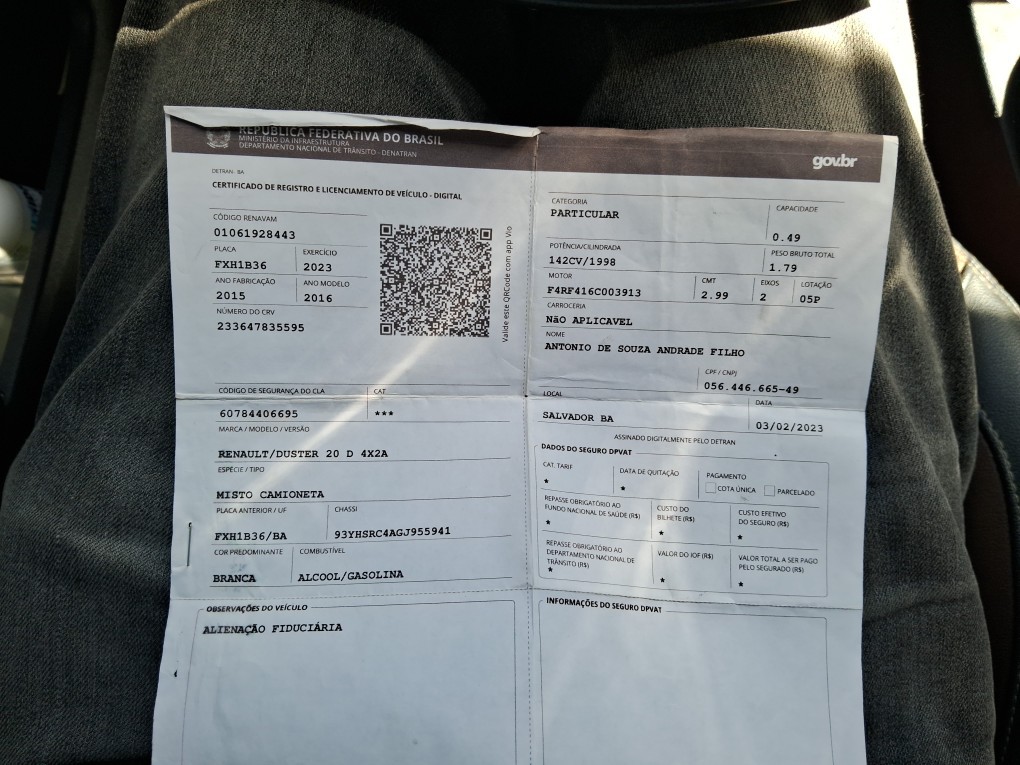 RENAULT DUSTER 2.0 DYNAMIQUE 4X2 16V FLEX 4P AUTOMATICO