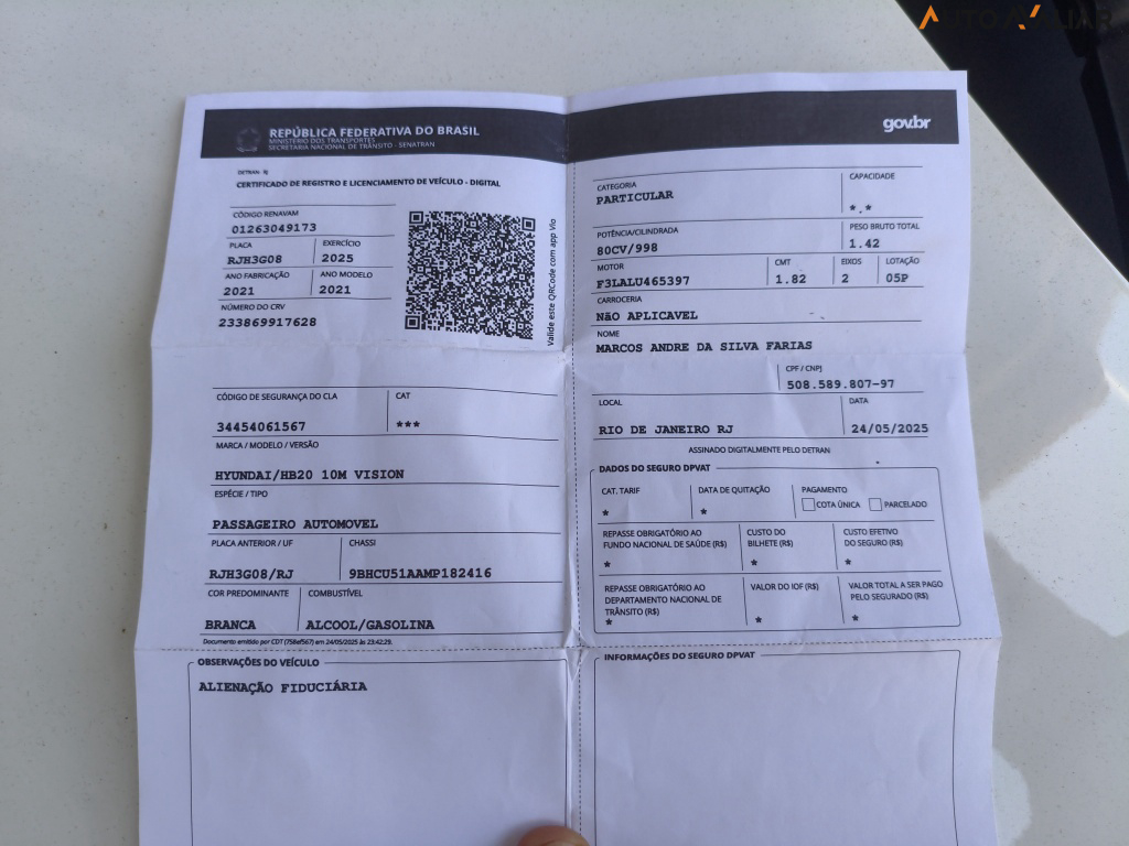 HYUNDAI HB20 1.0 12V FLEX VISION MANUAL