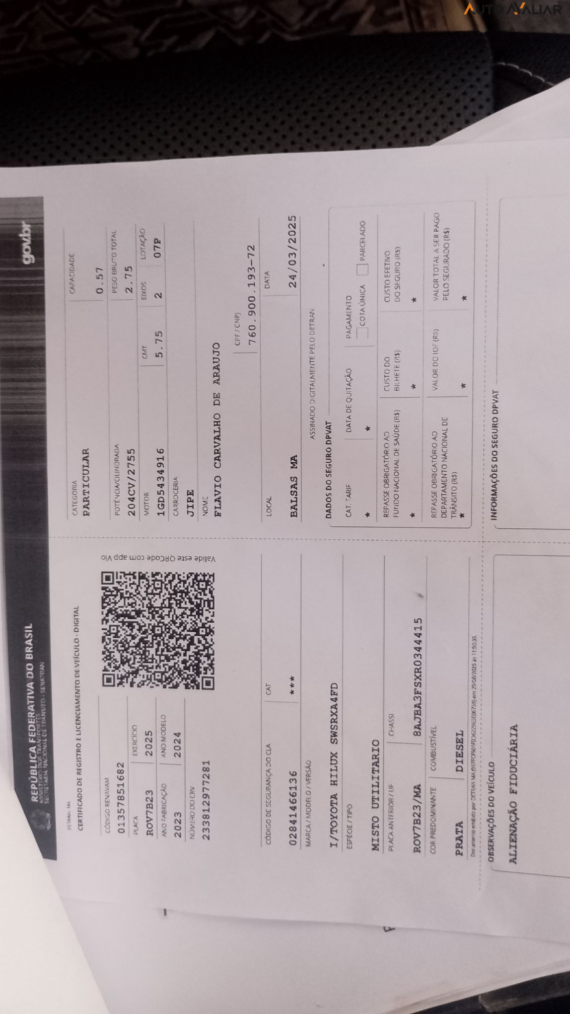 TOYOTA HILUX SW4 2.8 D-4D TURBO DIESEL SRX 4X4 AUTOM&Aacute;TICO