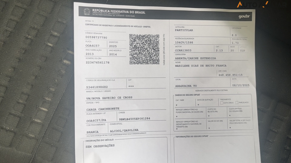 VOLKSWAGEN SAVEIRO 1.6 CROSS CE 8V FLEX 2P MANUAL