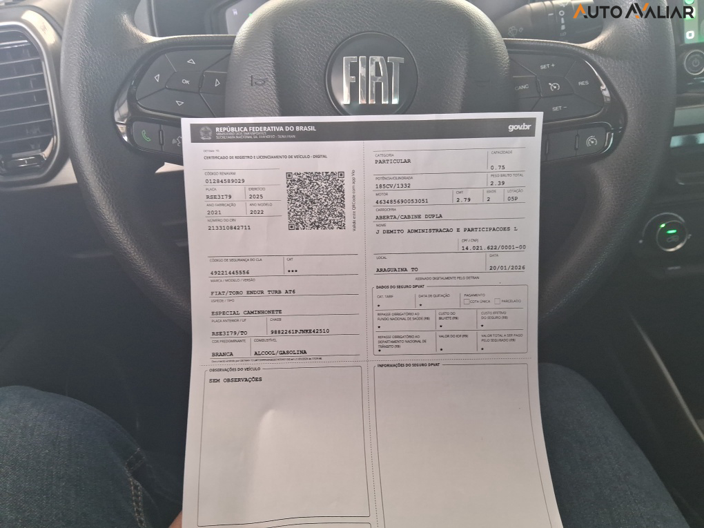 FIAT TORO 1.3 TURBO 270 FLEX ENDURANCE AT6