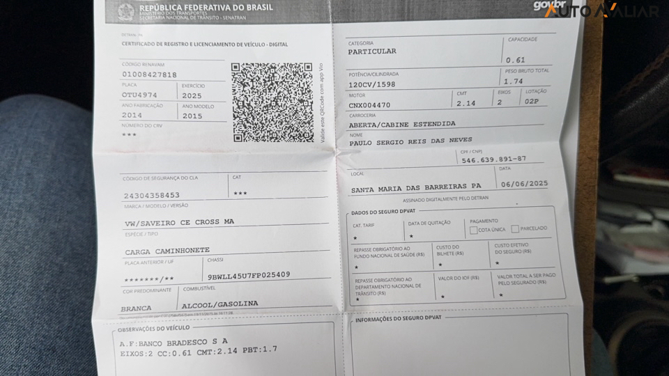 VOLKSWAGEN SAVEIRO 1.6 CROSS CE 16V FLEX 2P MANUAL