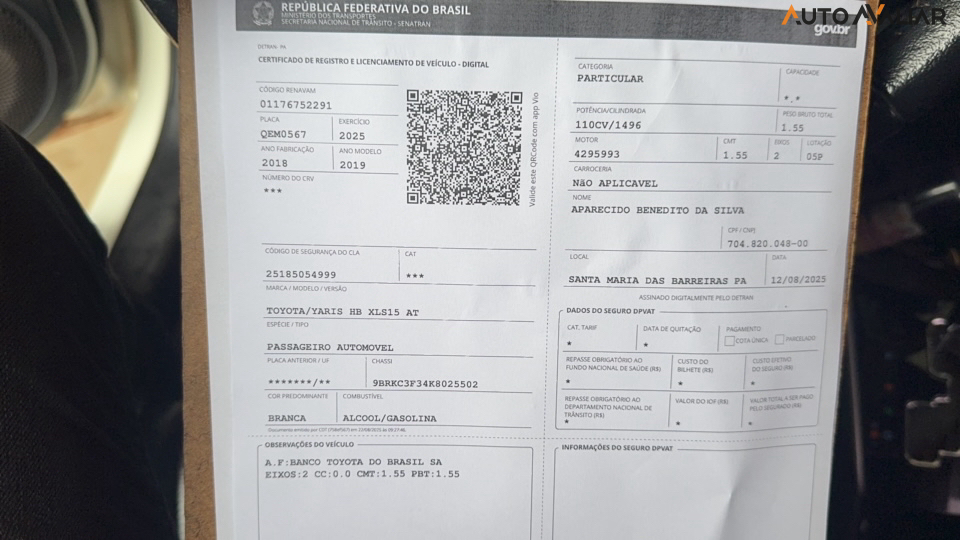 TOYOTA YARIS 1.5 16V FLEX XLS MULTIDRIVE