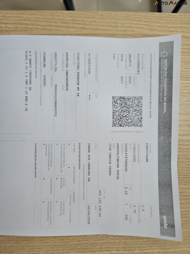 FIAT TORO 2.0 16V TURBO DIESEL FREEDOM 4WD MANUAL