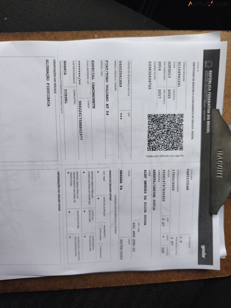 FIAT TORO 2.0 16V TURBO DIESEL VOLCANO 4WD AT9