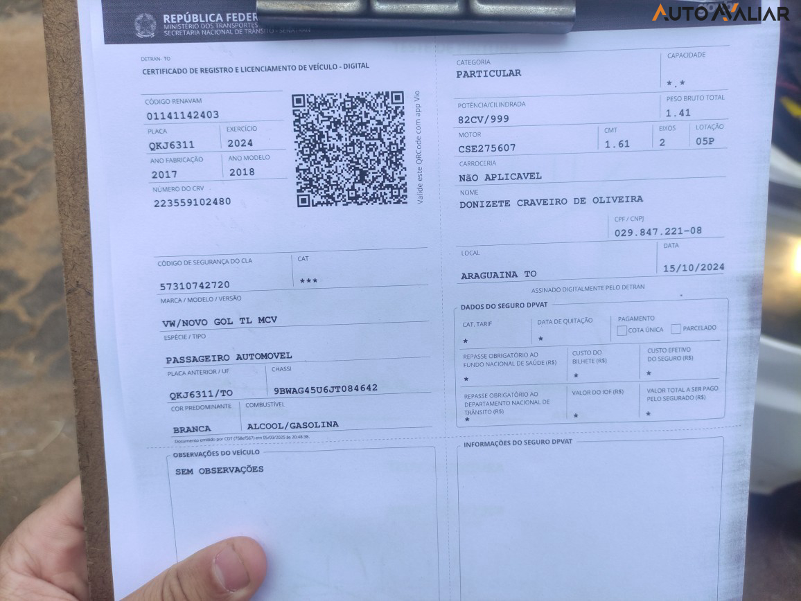 VOLKSWAGEN GOL 1.0 12V MPI TOTALFLEX TRENDLINE 4P MANUAL