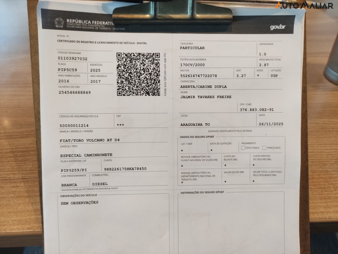 FIAT TORO 2.0 16V TURBO DIESEL VOLCANO 4WD AT9