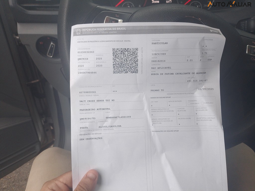 VOLKSWAGEN T-CROSS 1.0 200 TSI TOTAL FLEX SENSE AUTOMÁTICO