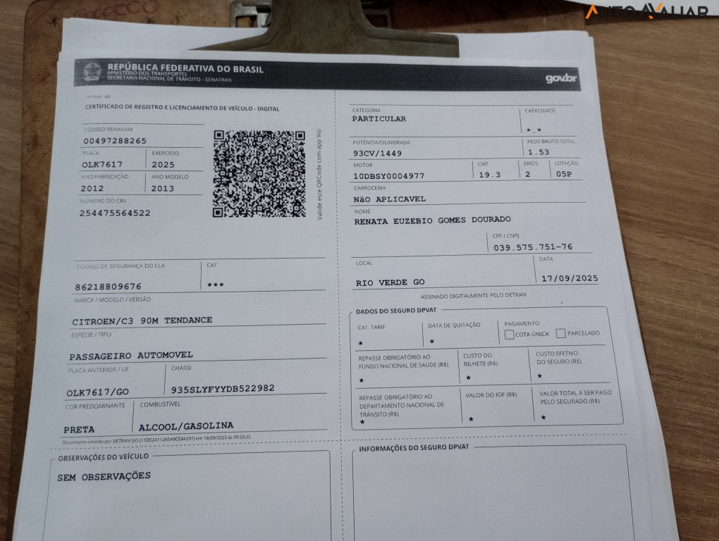 CITROEN C3 1.5 TENDANCE 8V FLEX 4P MANUAL