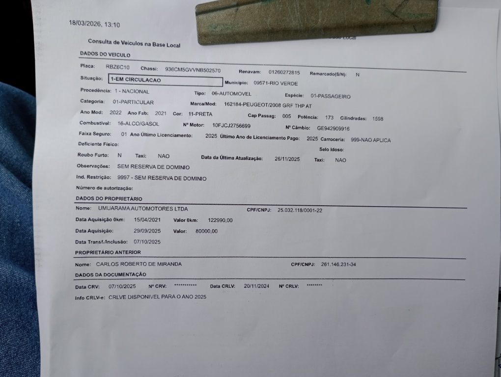 PEUGEOT 2008 1.6 16V THP FLEX GRIFFE 4P AUTOMATICO