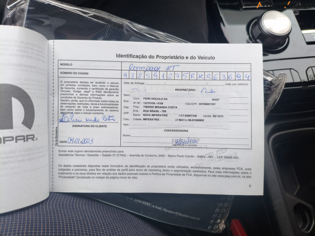 RAM RAMPAGE 2.0 HURRICANE 4 TURBO GASOLINA R/T 4X4 AUTOM&Aacute;TICO