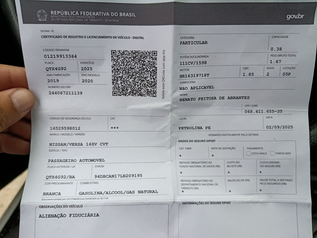 NISSAN VERSA 1.6 16V FLEXSTART SV 4P XTRONIC