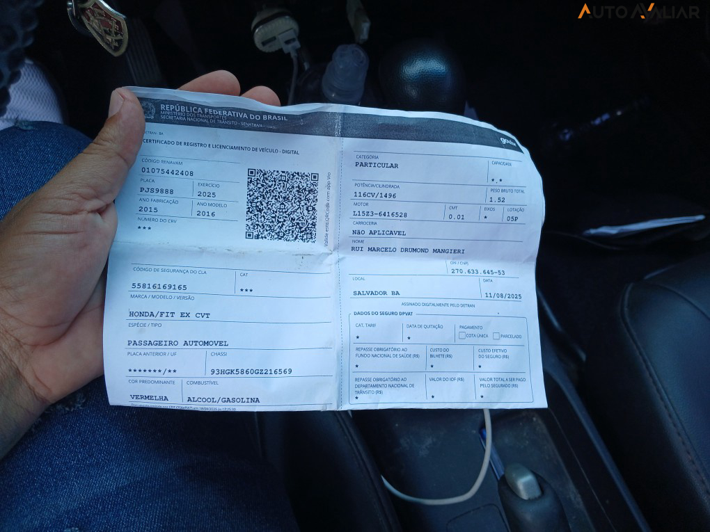 HONDA FIT 1.5 EX 16V FLEX 4P AUTOMATICO