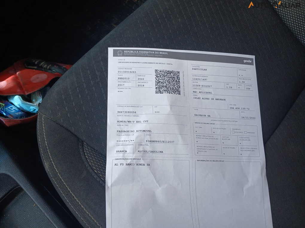 HONDA WR-V 1.5 16V FLEXONE EXL CVT