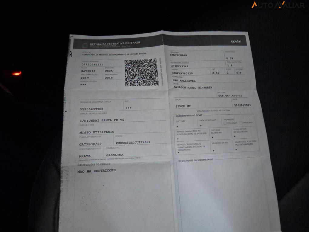 HYUNDAI SANTA FE 3.3 MPFI 4X4 7 LUGARES V6 270CV GASOLINA 4P AUTOMATICO