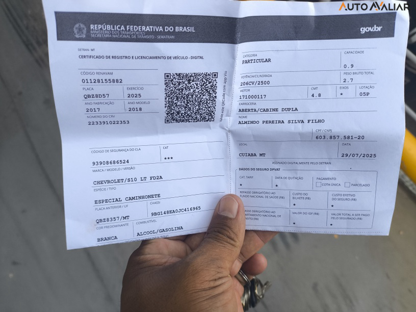 CHEVROLET S10 2.5 LT 4X2 CD 16V FLEX 4P AUTOMATICO