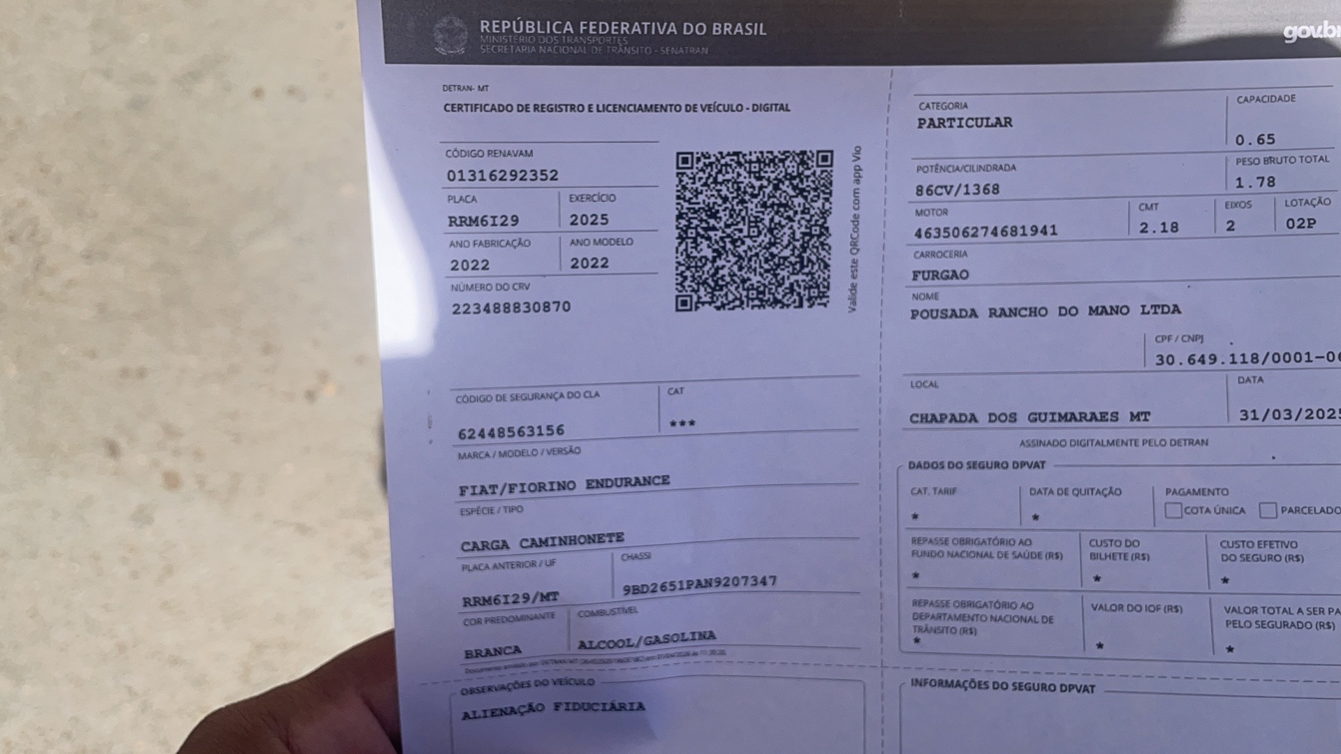 FIAT FIORINO 1.4 MPI FURG&Atilde;O ENDURANCE 8V FLEX  