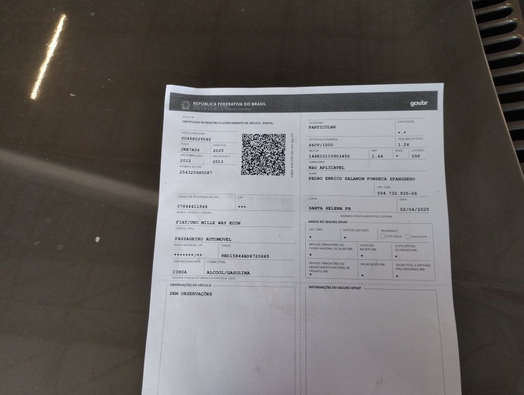 FIAT UNO 1.0 MPI MILLE WAY ECONOMY 8V FLEX 4P MANUAL