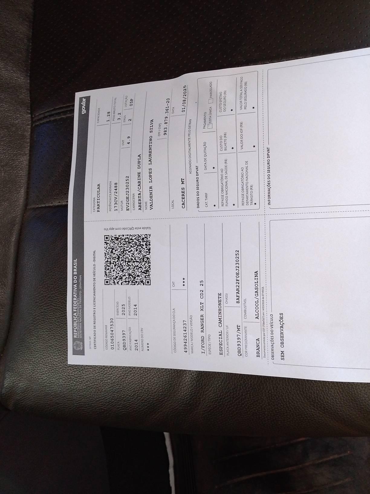 FORD RANGER 2.5 XLT 4X2 CD 16V FLEX 4P MANUAL