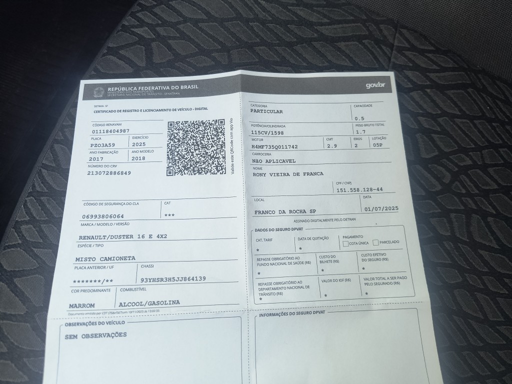 RENAULT DUSTER 1.6 16V SCE FLEX EXPRESSION MANUAL