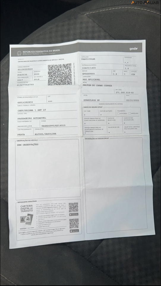 CHEVROLET PRISMA 1.4 MPFI LT 8V FLEX 4P MANUAL