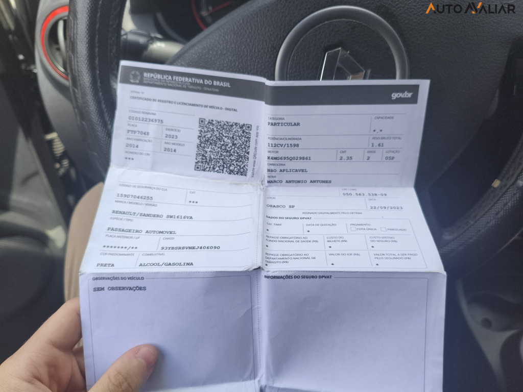 RENAULT SANDERO 1.6 STEPWAY 16V FLEX 4P AUTOMATICO