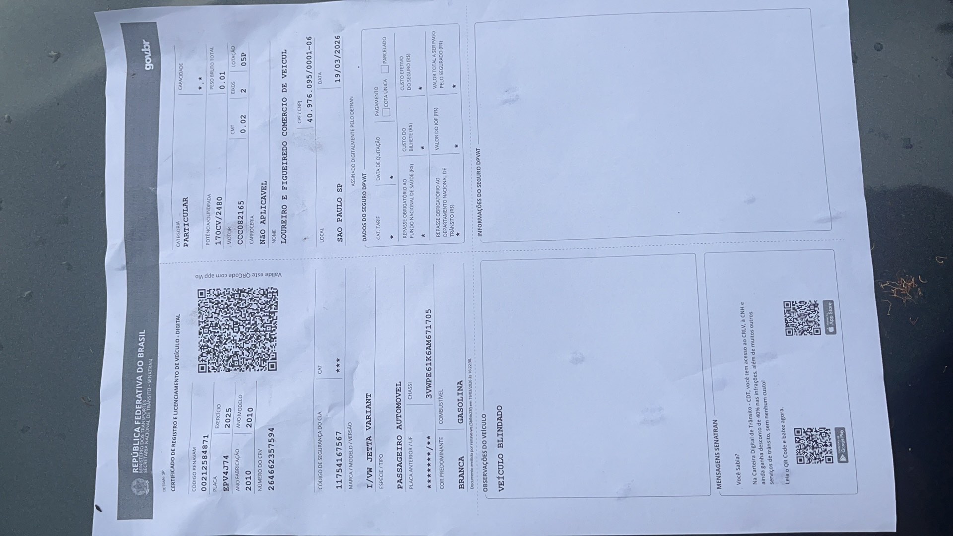 VOLKSWAGEN JETTA 2.5 I VARIANT 20V 170CV GASOLINA 4P TIPTRONIC