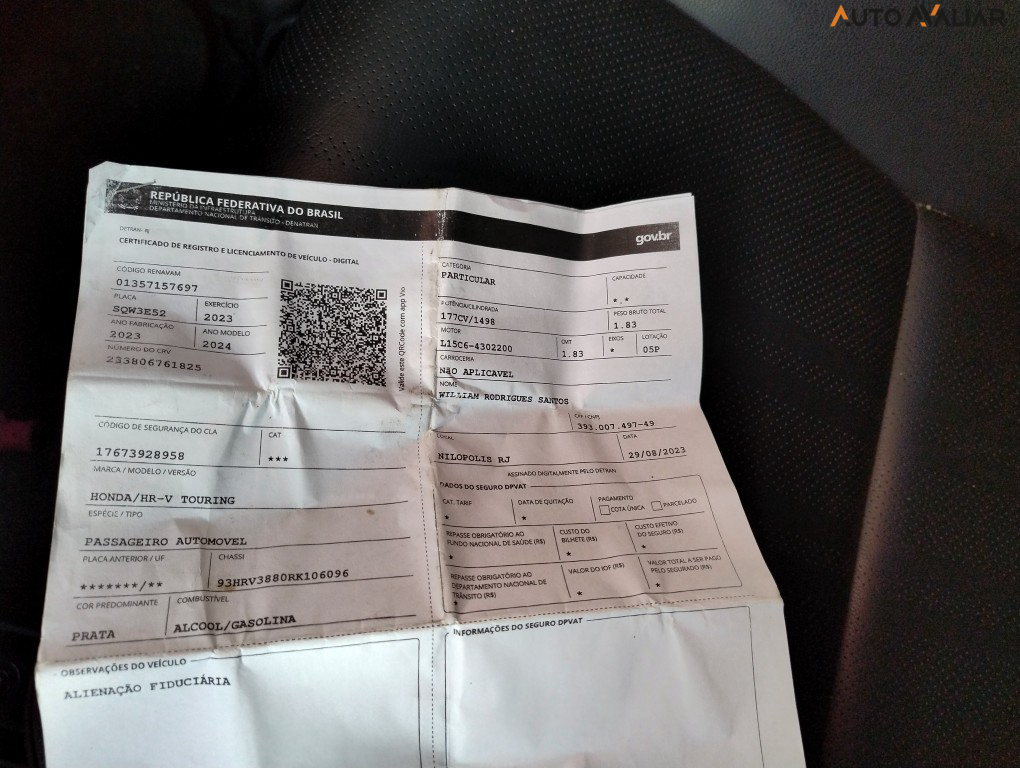 HONDA HR-V 1.5 DI I-VTEC TURBO FLEX TOURING CVT