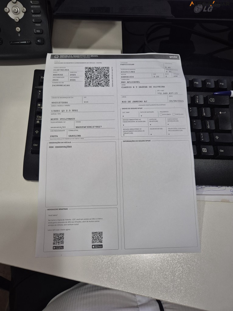 AUDI Q3 2.0 40 TFSI GASOLINA SPORTBACK PERFORMANCE QUATTRO TIPTRONIC