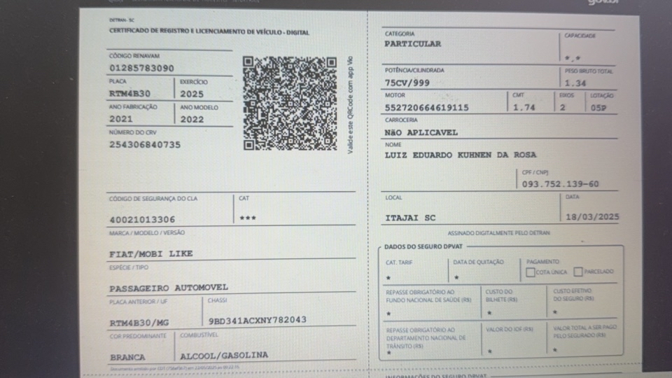 FIAT MOBI 1.0 EVO FLEX LIKE. MANUAL