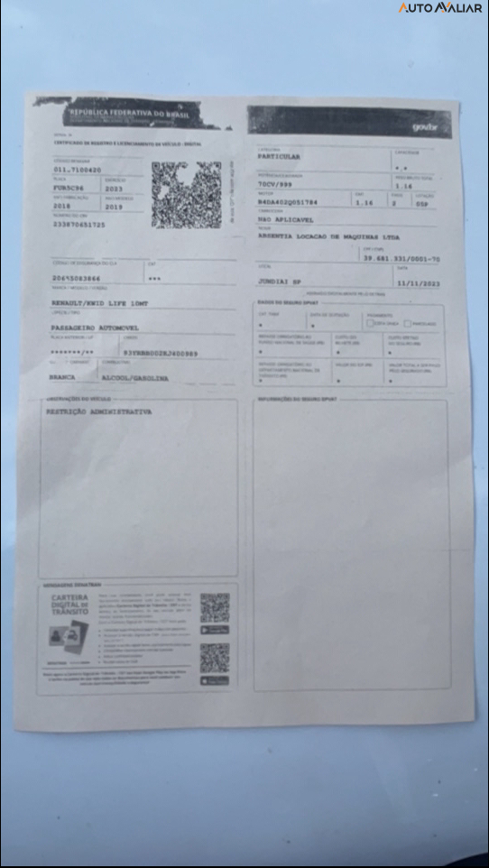 RENAULT KWID 1.0 12V SCE FLEX LIFE MANUAL