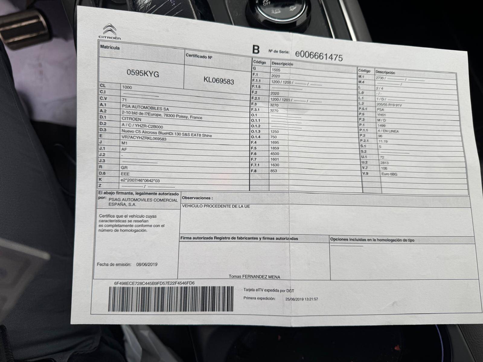 CITROEN C5 AIRCROSS DIESEL SHINE (5P; 96KW; 130CV; CX. M; 10/2018 A 2/2022)