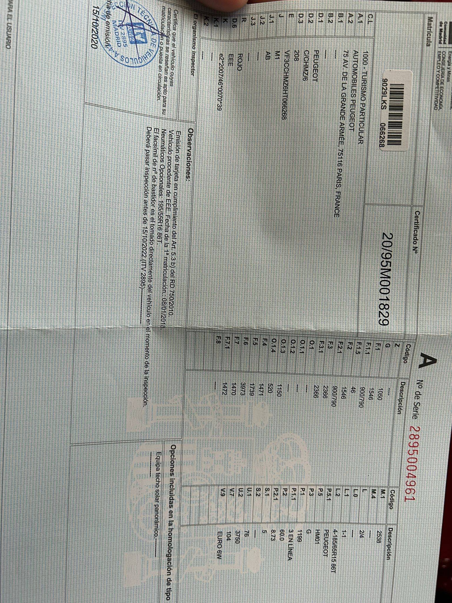 PEUGEOT 208 ACTIVE (5P; 61KW; 82CV; CX. M; 5/2015 a 5/2019)