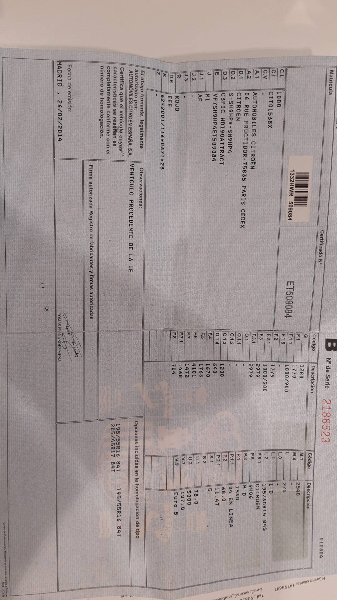 CITROEN C3 PICASSO DIESEL ATTRACTION (5P; 68KW; 92CV; CX. M; 11/2012 A 2/2015)